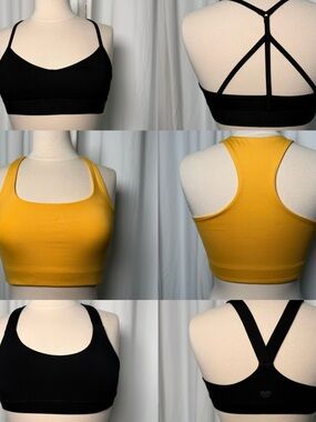 girlfriend collective Black & Mustard Yellow Sports Bra Duo